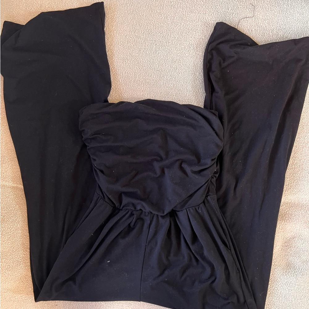 Black strapless jumpsuit